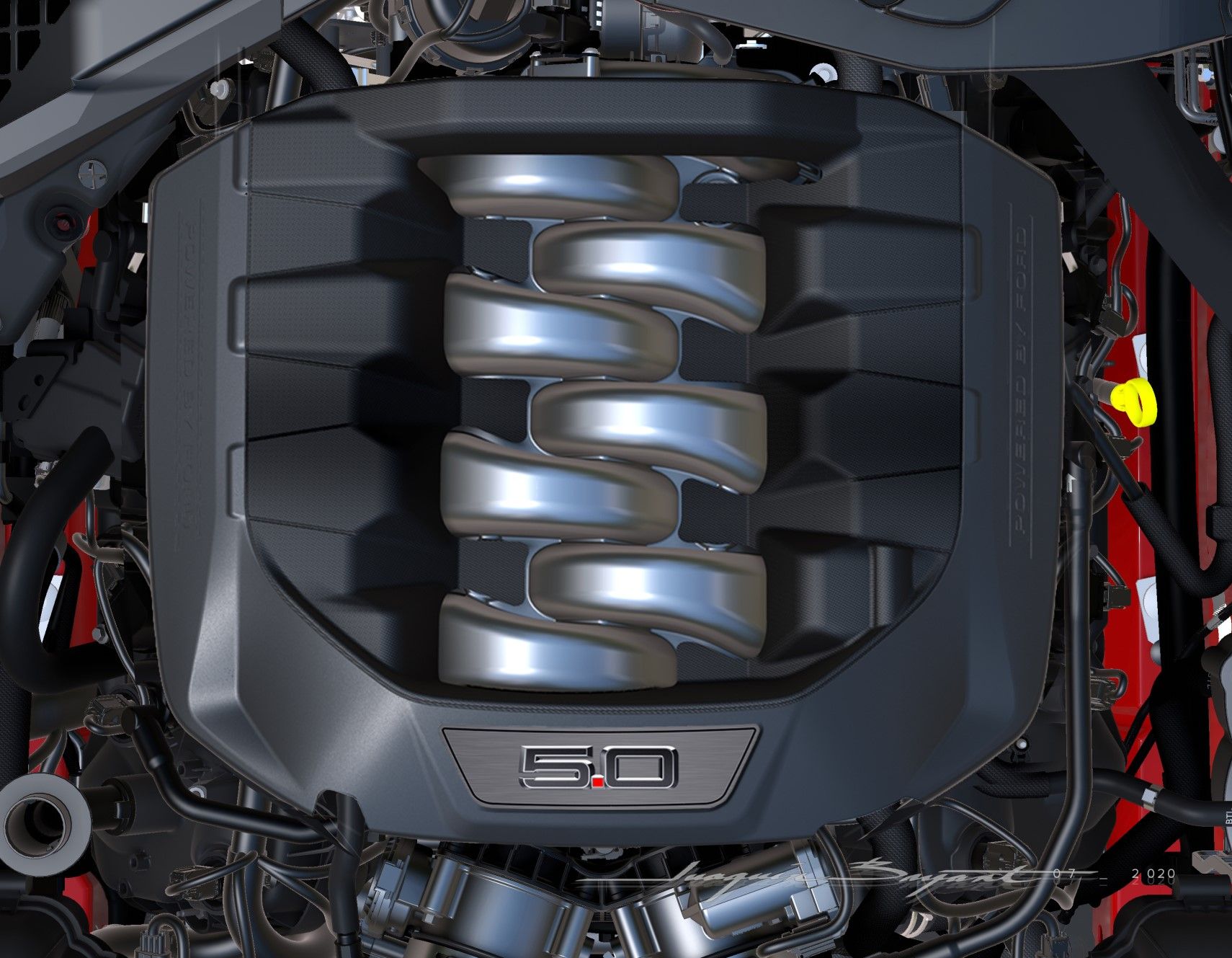 2024 Ford Mustang engine compartment view