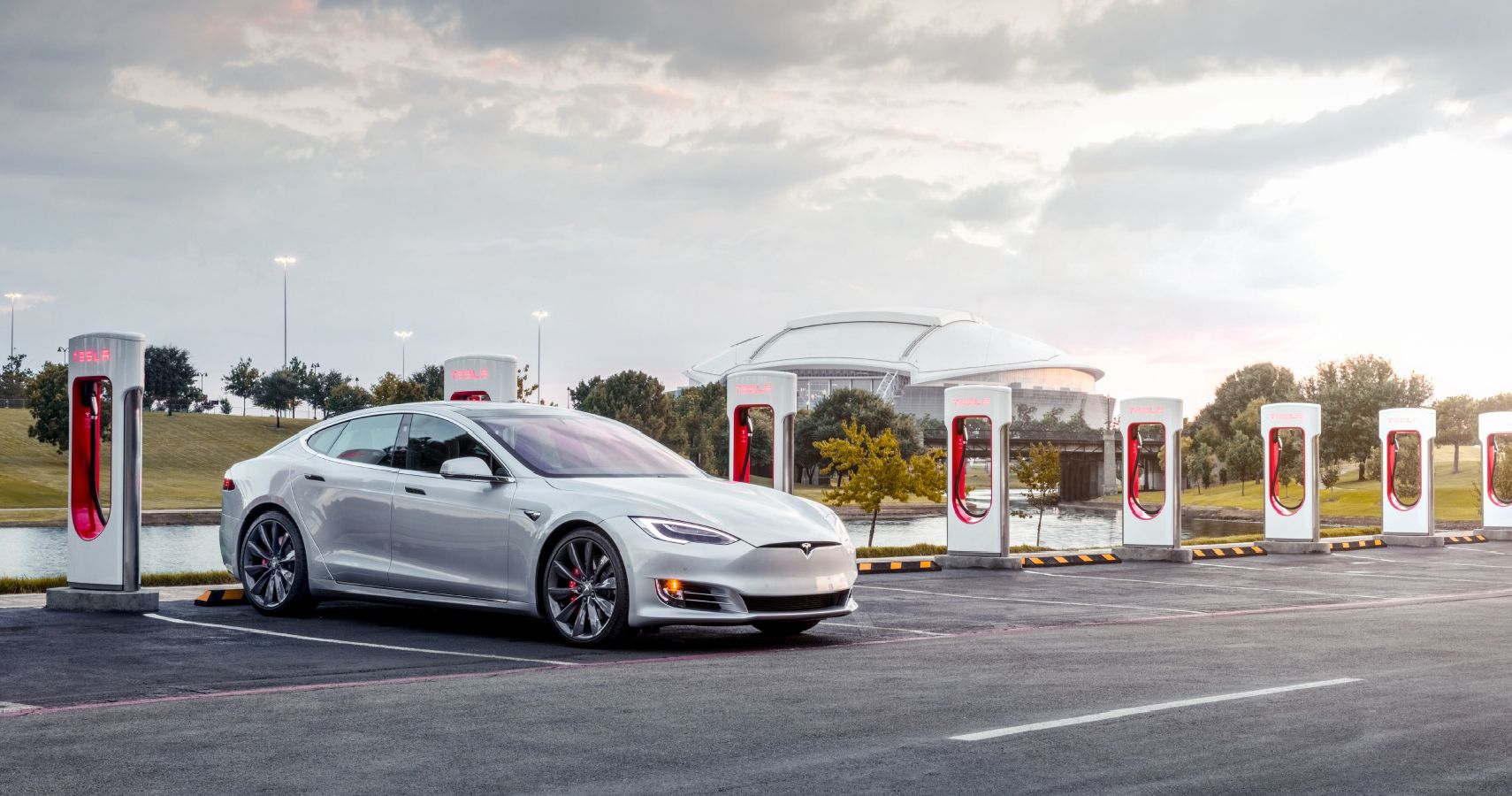 Tesla Model S at supercharger