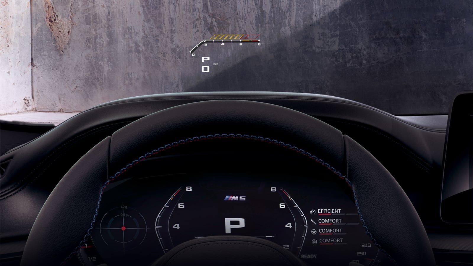 The heads-up display of the BMW M5 Competition. 