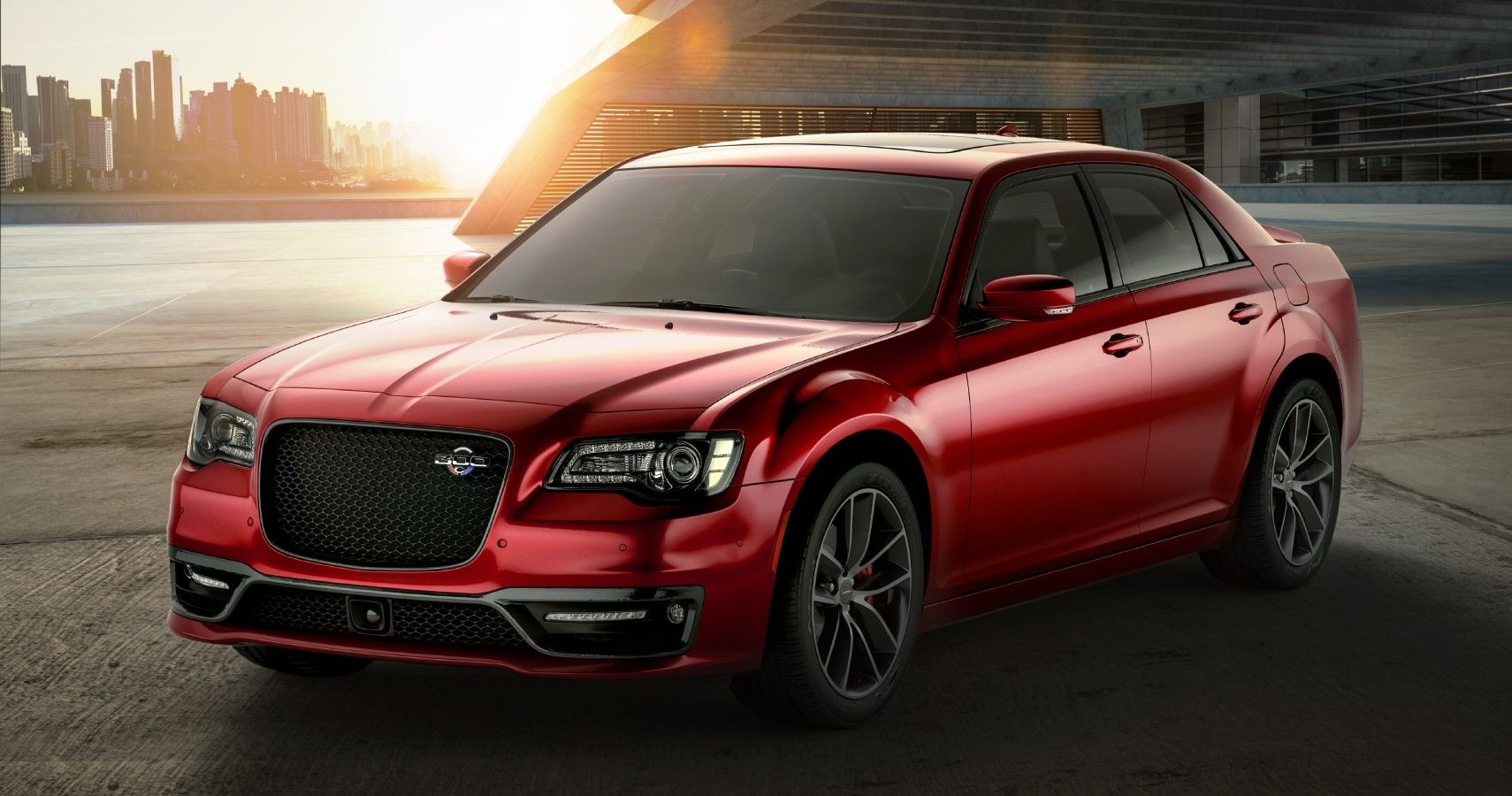 2023 Chrysler 300C in red front third quarter view