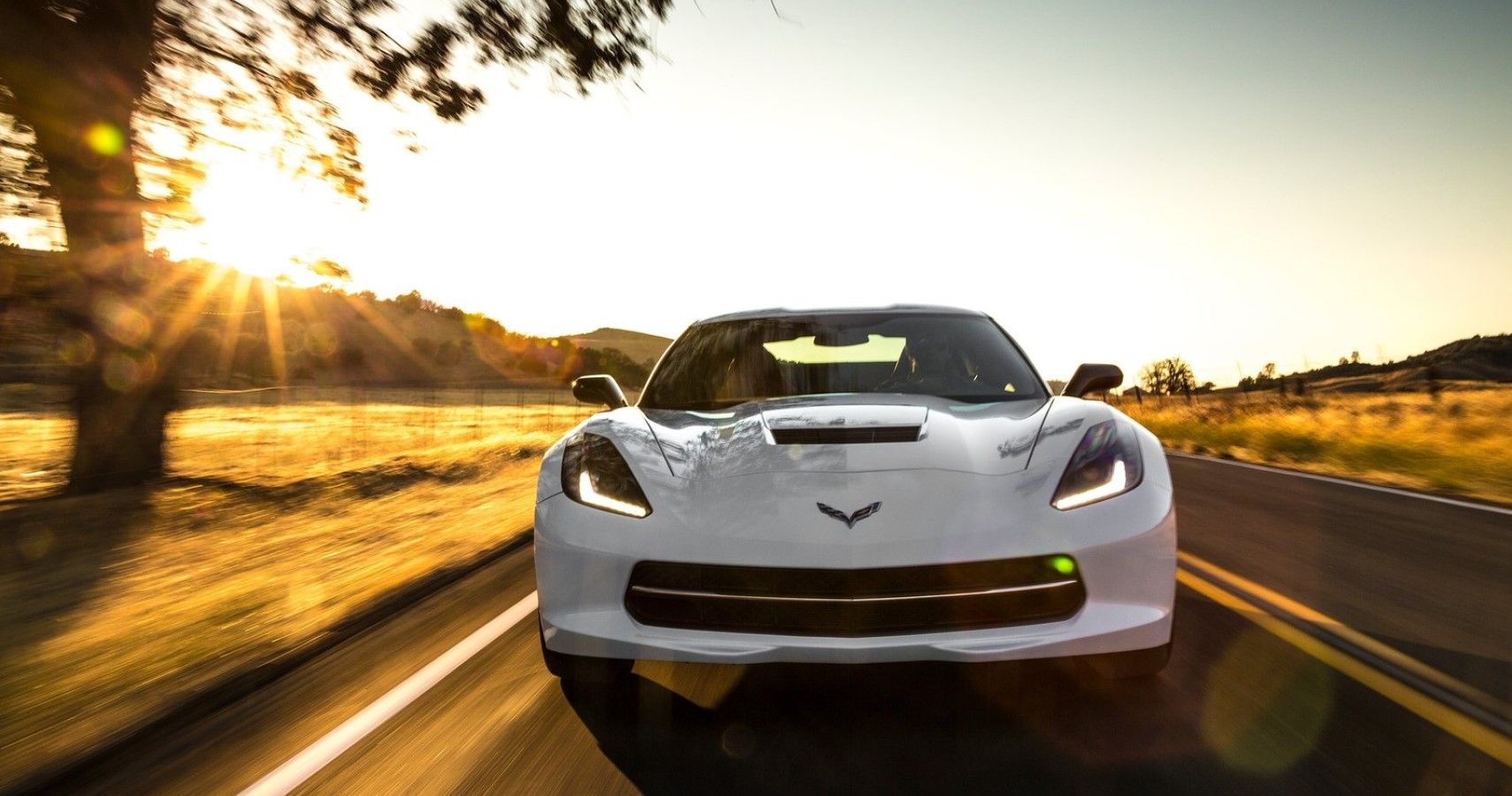 2014 Chevy Corvette C7 Stingray front accelerating view