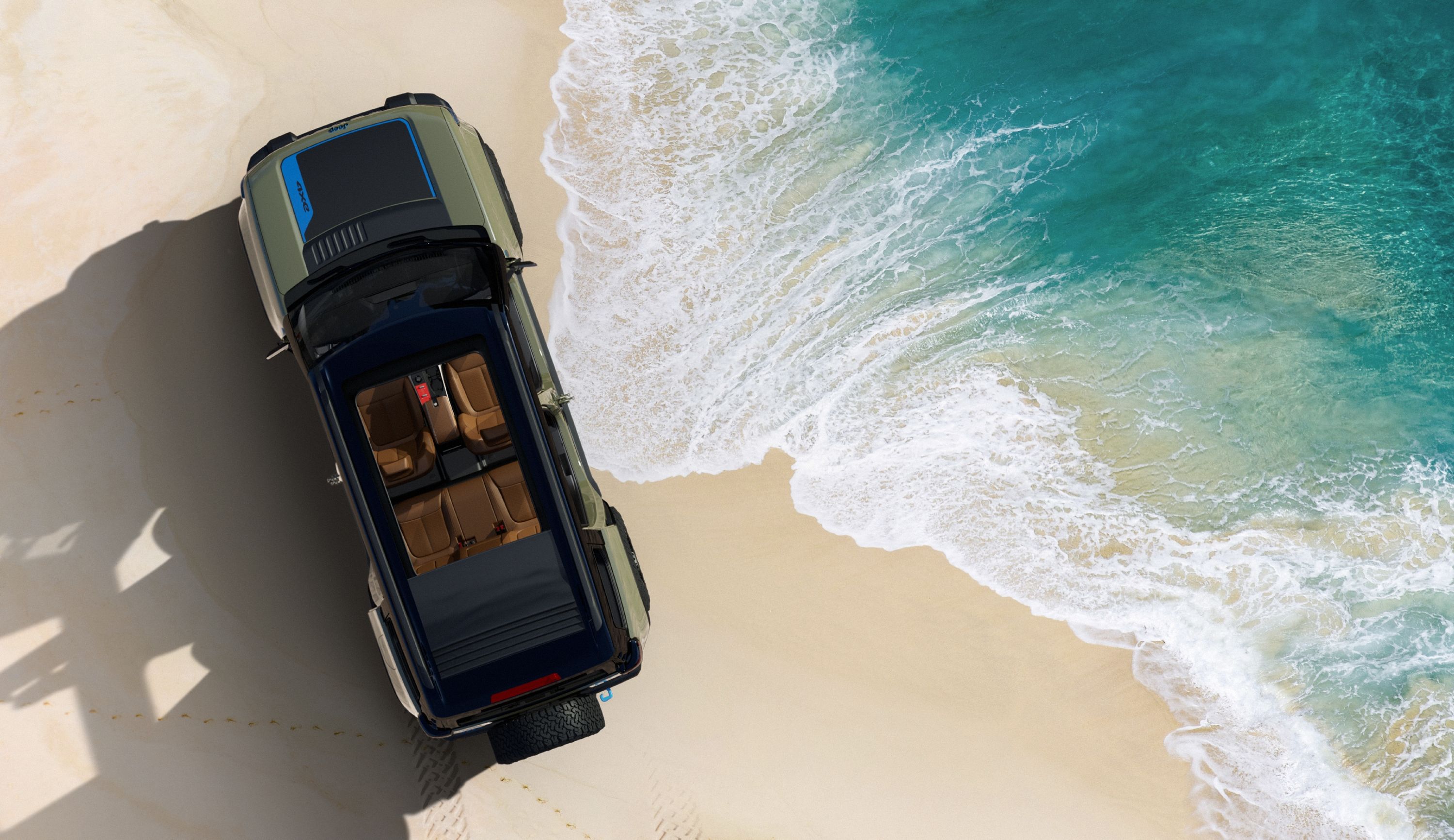 2024 Jeep Recon EV top view on the beach