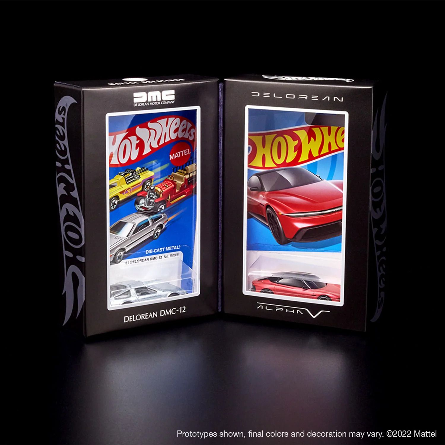 Hot Wheels DeLorean Collector Set Full View Both Cars In Boxes