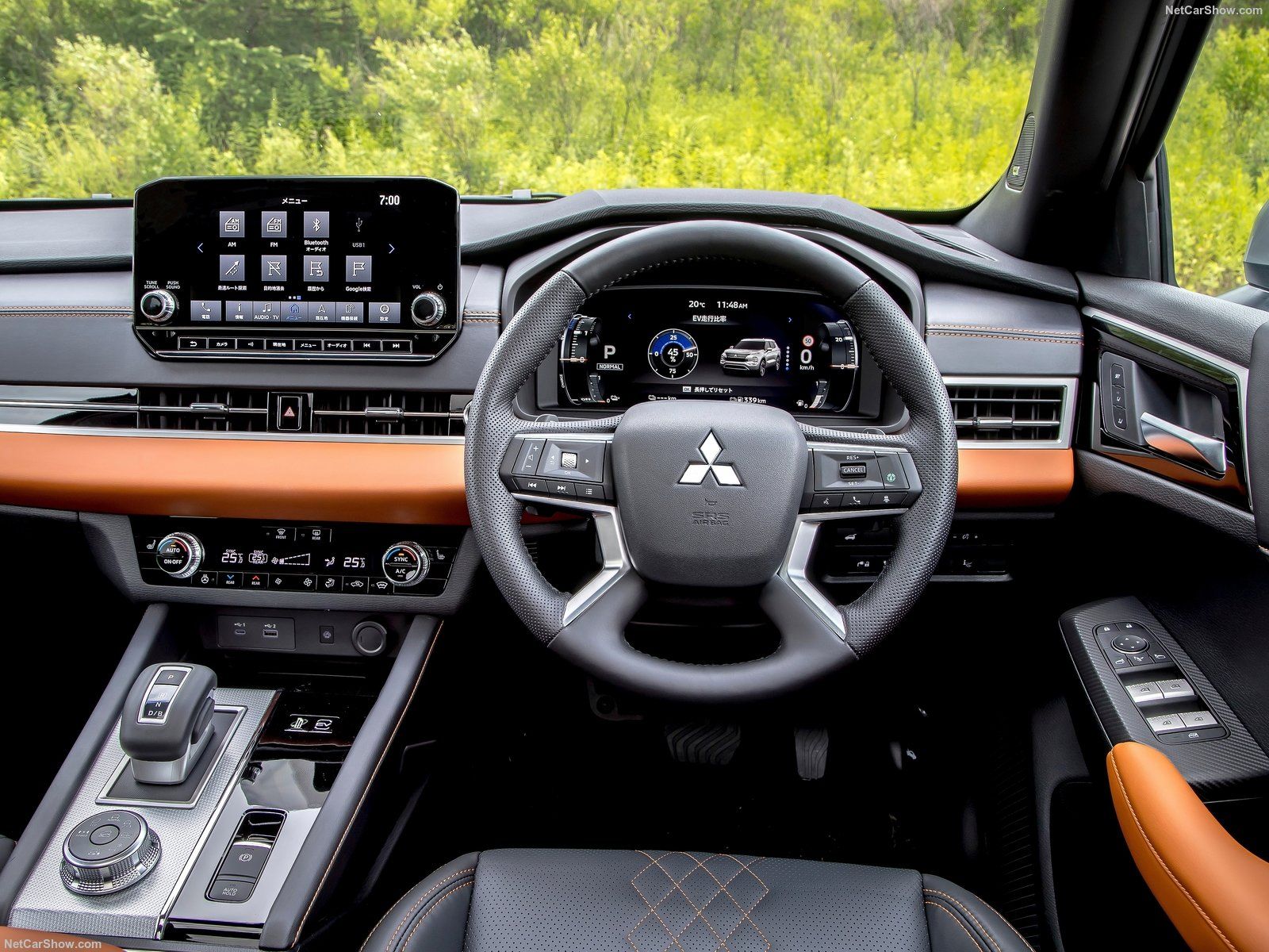 2023 Mitsubishi Outlander PHEV cabin, tan and black