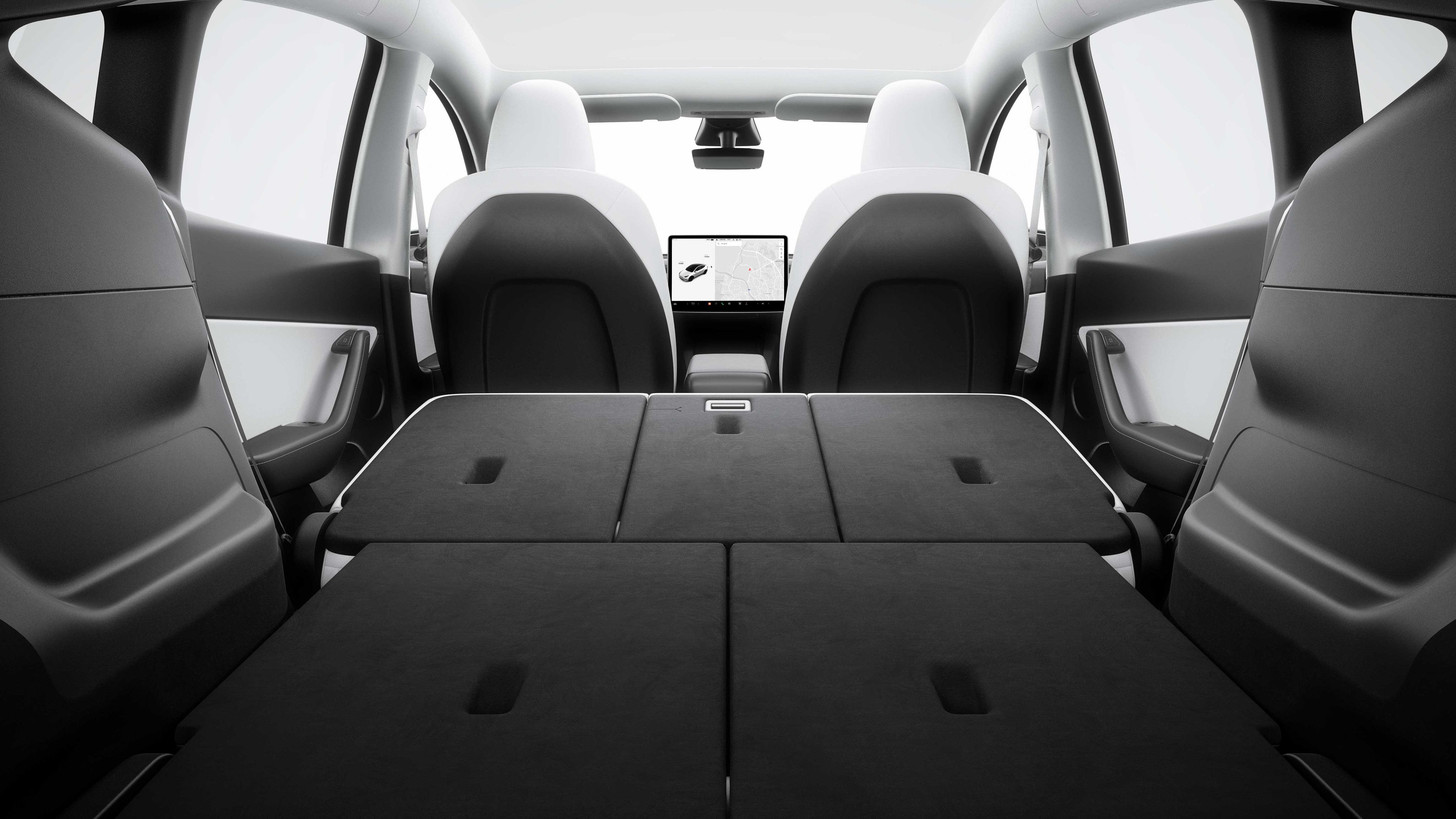 The cabin of the Tesla Model Y. 