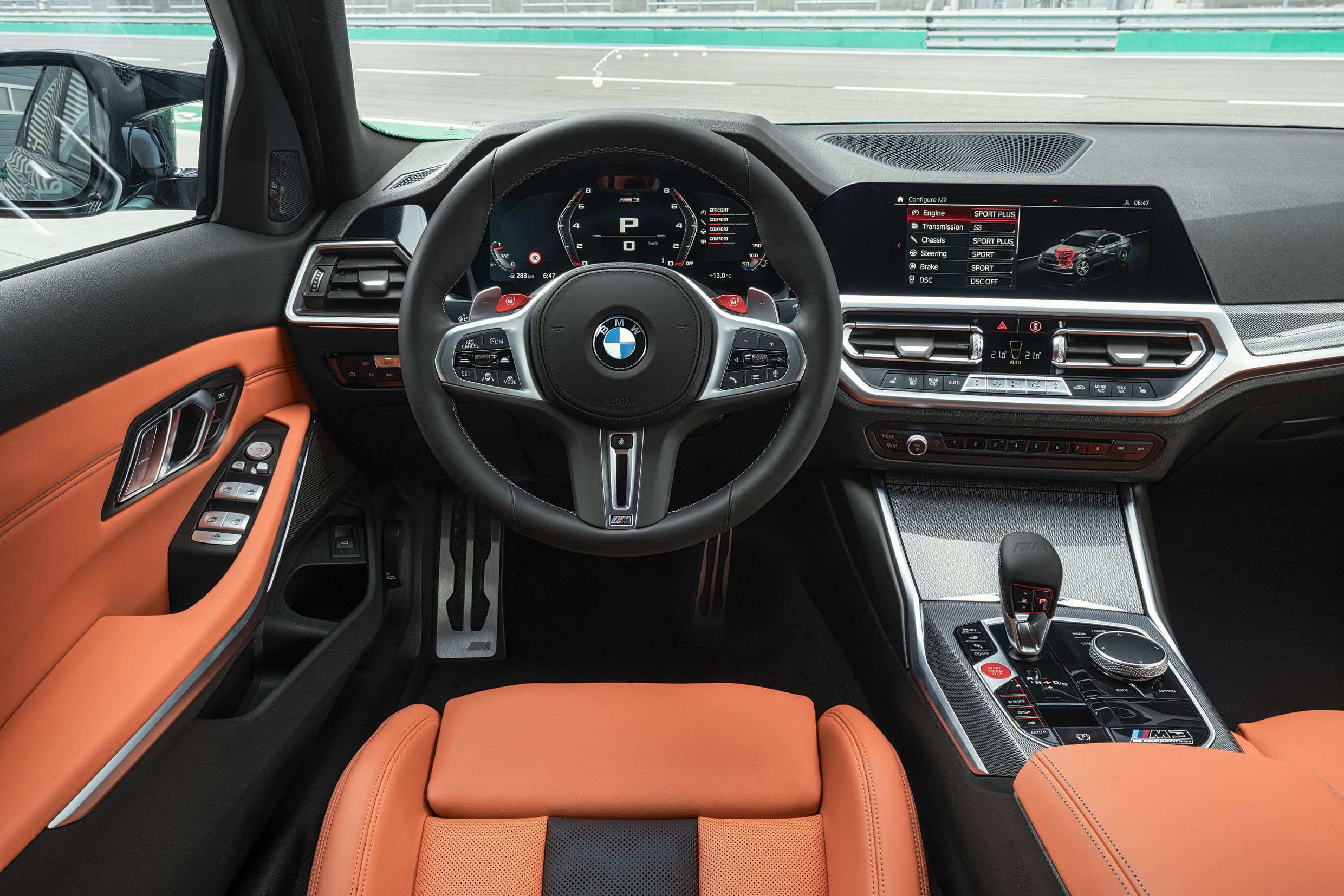 The interior of the 2021 BMW M3.