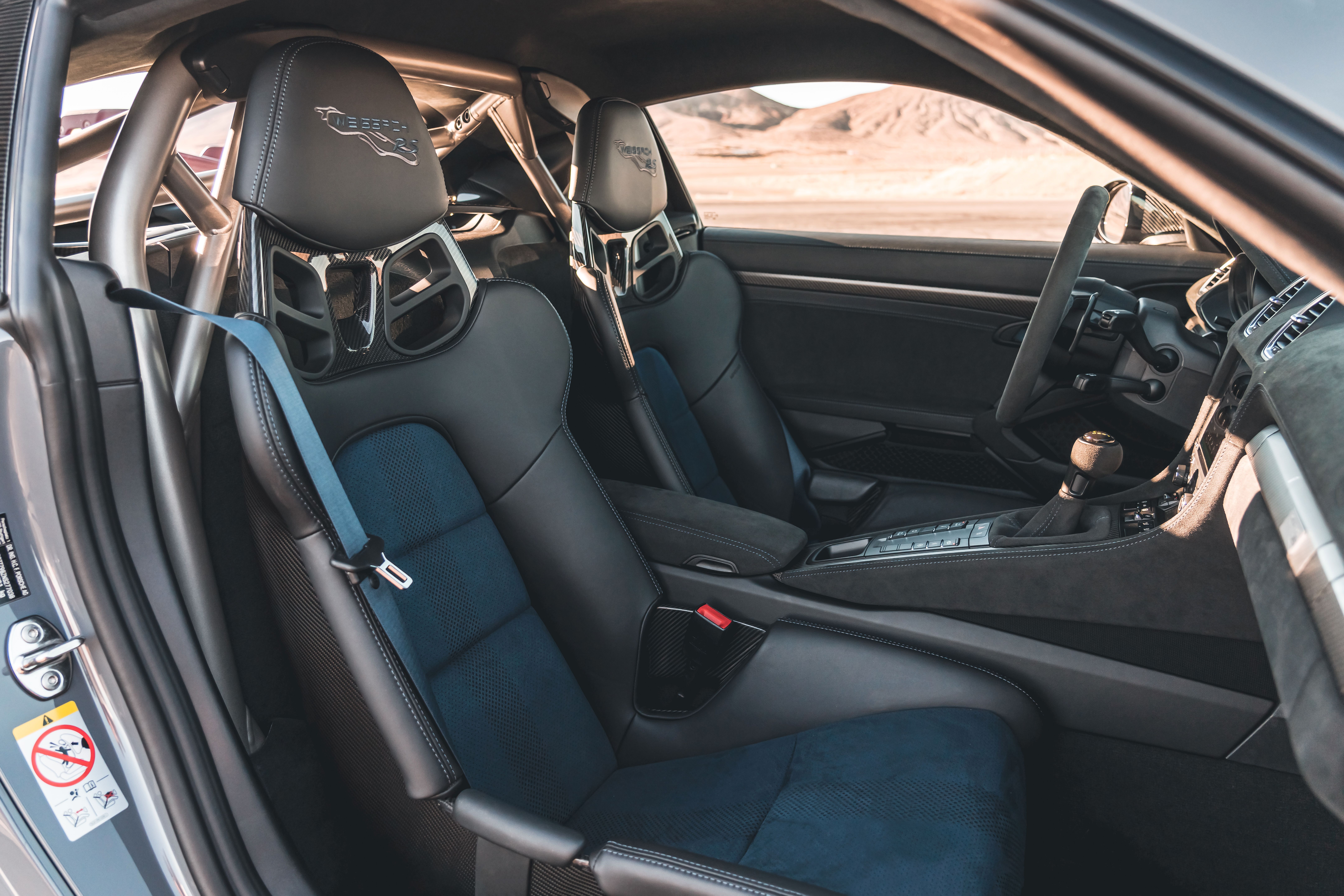 The seating inside the Porsche Cayman GT4 RS.