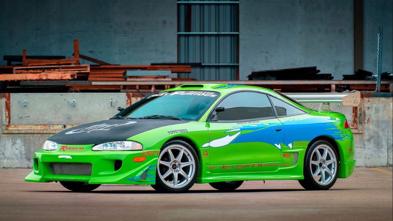 Paul Walker's Green 1995 Mitsubishi Eclipse Parked Outside