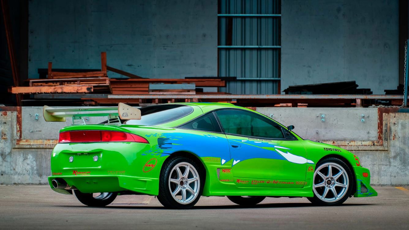 Paul Walker's Green 1995 Mitsubishi Eclipse Parked Outside