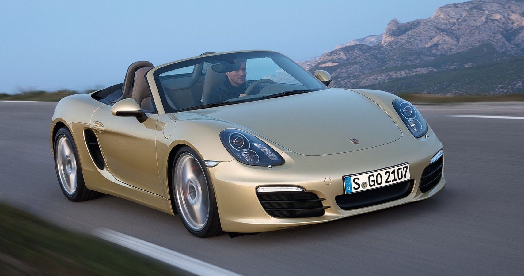 Lime Gold 2013 Porsche Boxster S Being Driven