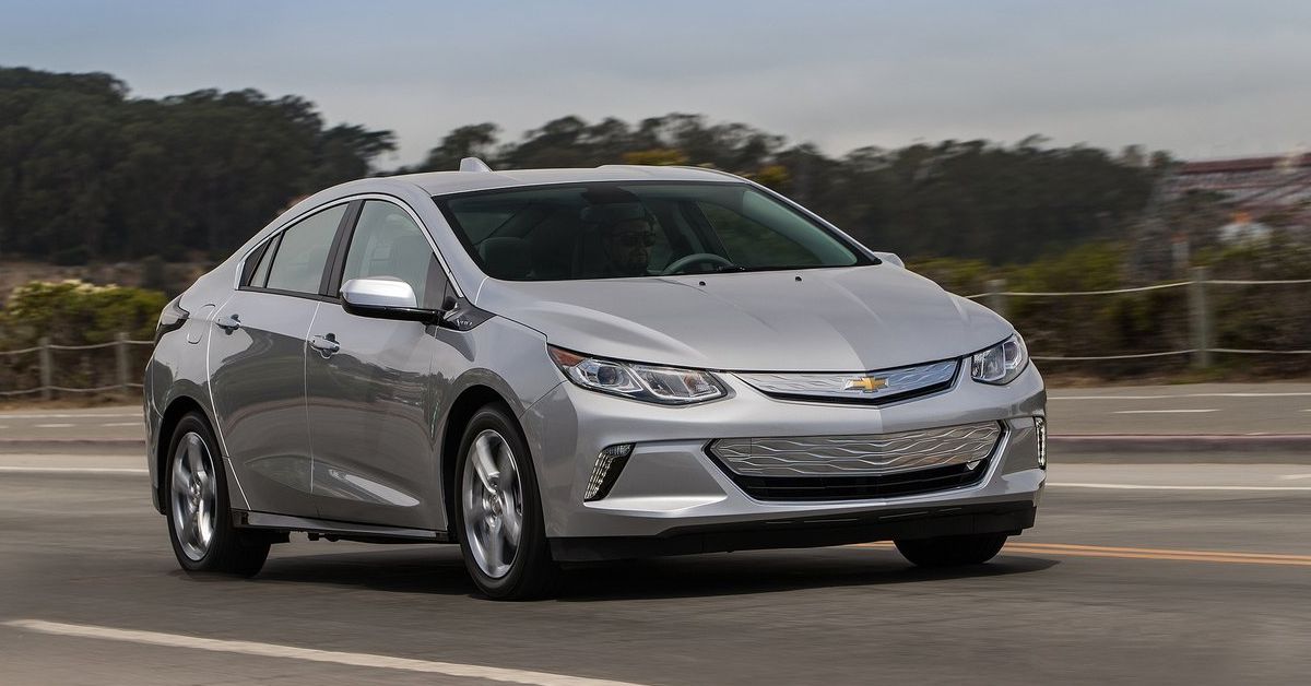 Silver 2016 Chevrolet Volt on the road