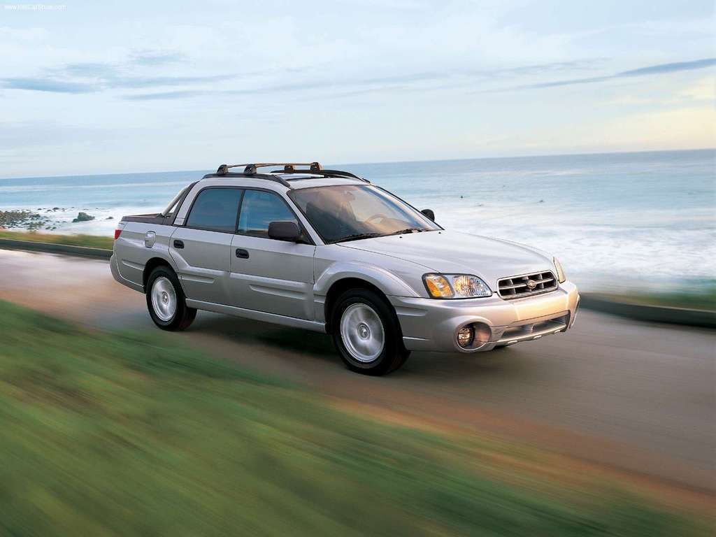 Silver 2005 Subaru Baja Driving 