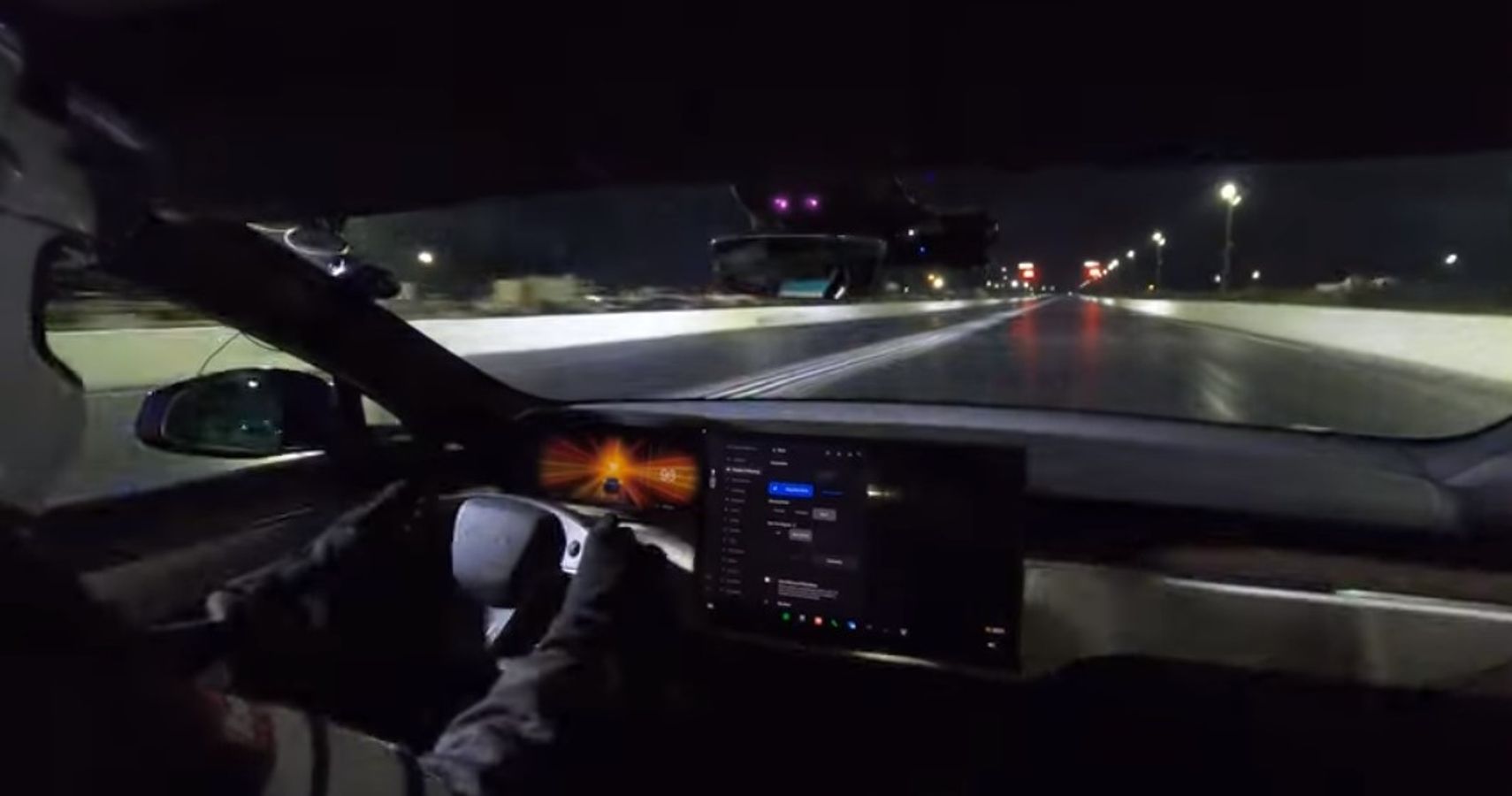 Tesla Plaid Channel YouTube racing the Tesla Model S Plaid Inside view