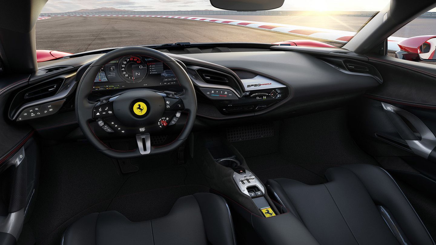 The interior of the 2020 Ferrari SF90 Stradale.