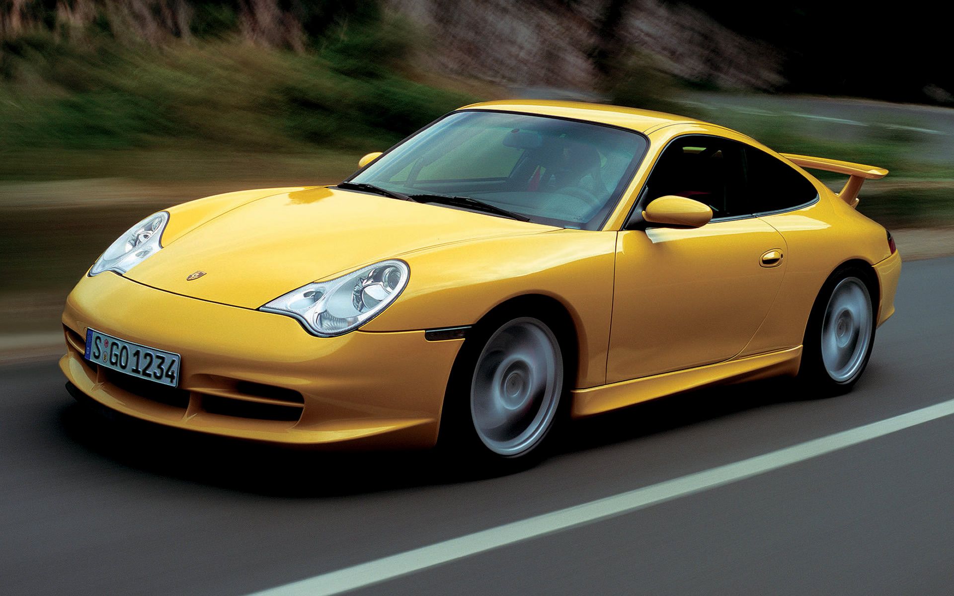 The 2003 Porsche 911 GT3 on the road.