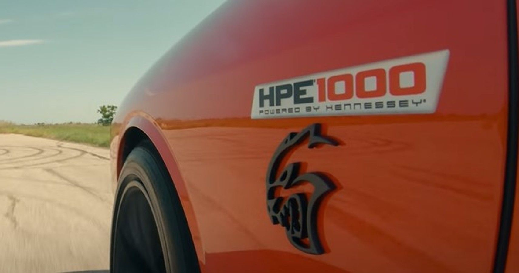 Driver's side fender of a Hennessey HPE1000 Dodge Challenger Hellcat