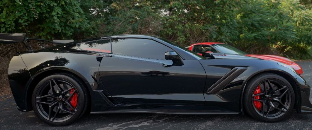 Side view of a black 2019 Corvette ZR1