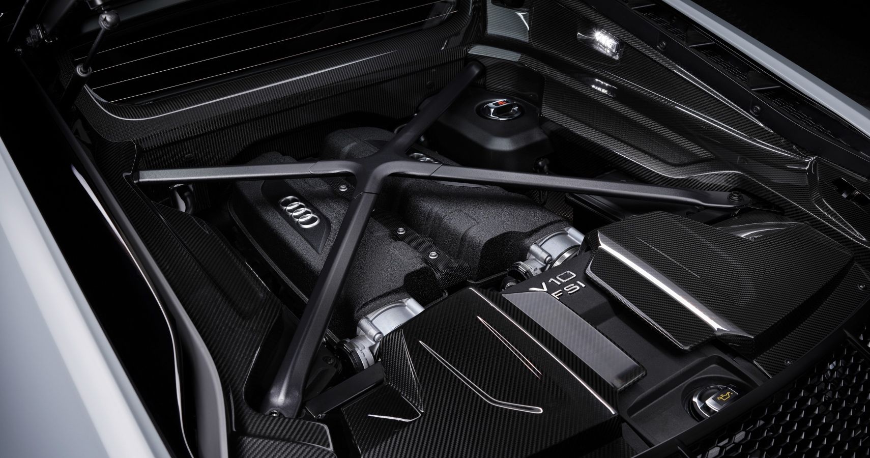 2023 Audi R8 V10 GT RWD engine bay