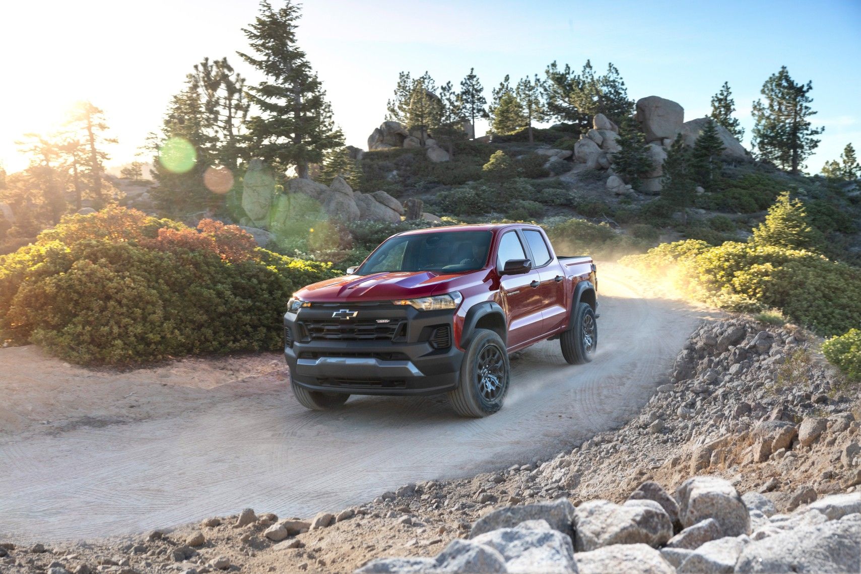 2023 Chevrolet Colorado Trail Boss Driving Around A Curve