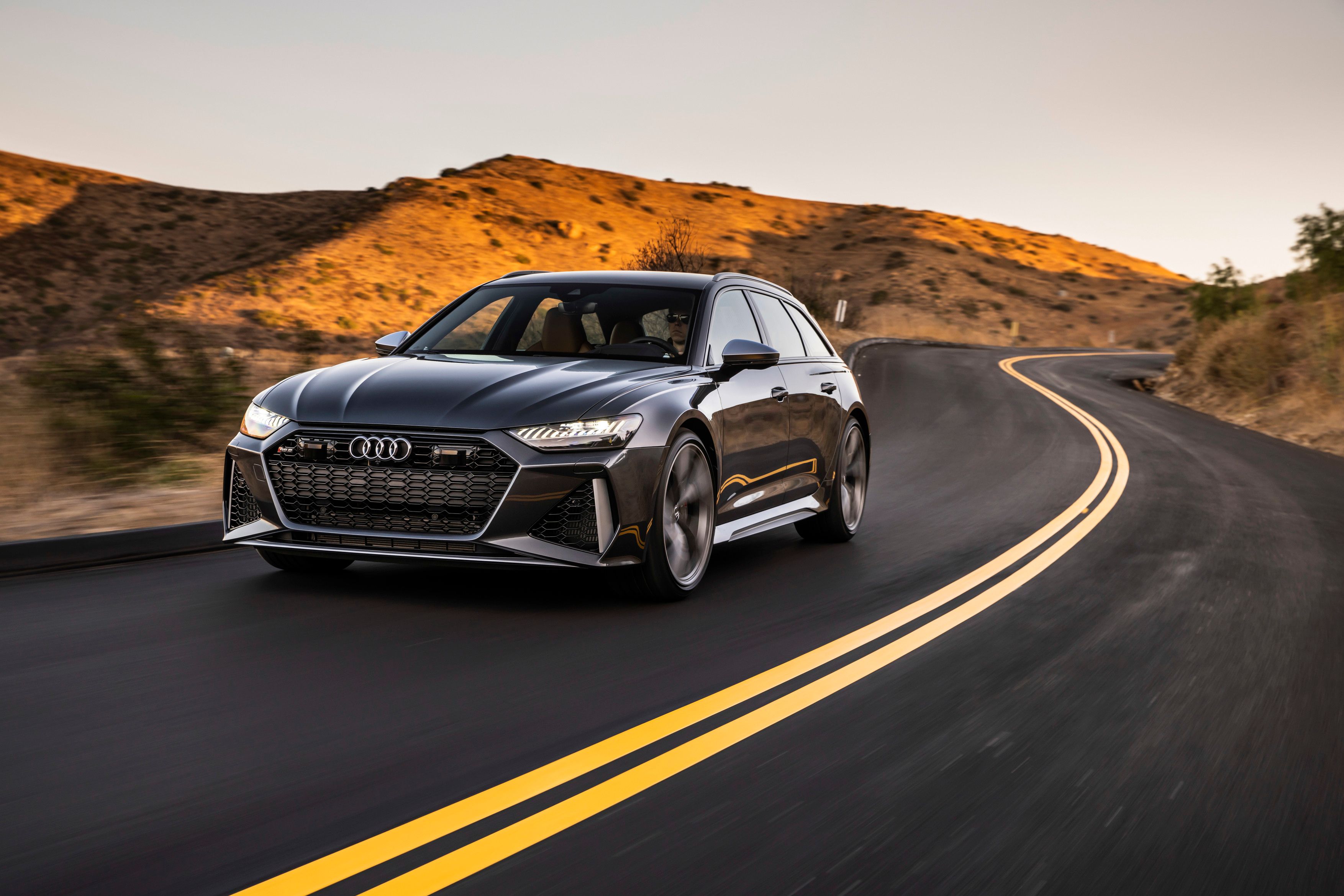 The 2023 Audi RS6 Avant on the road. 