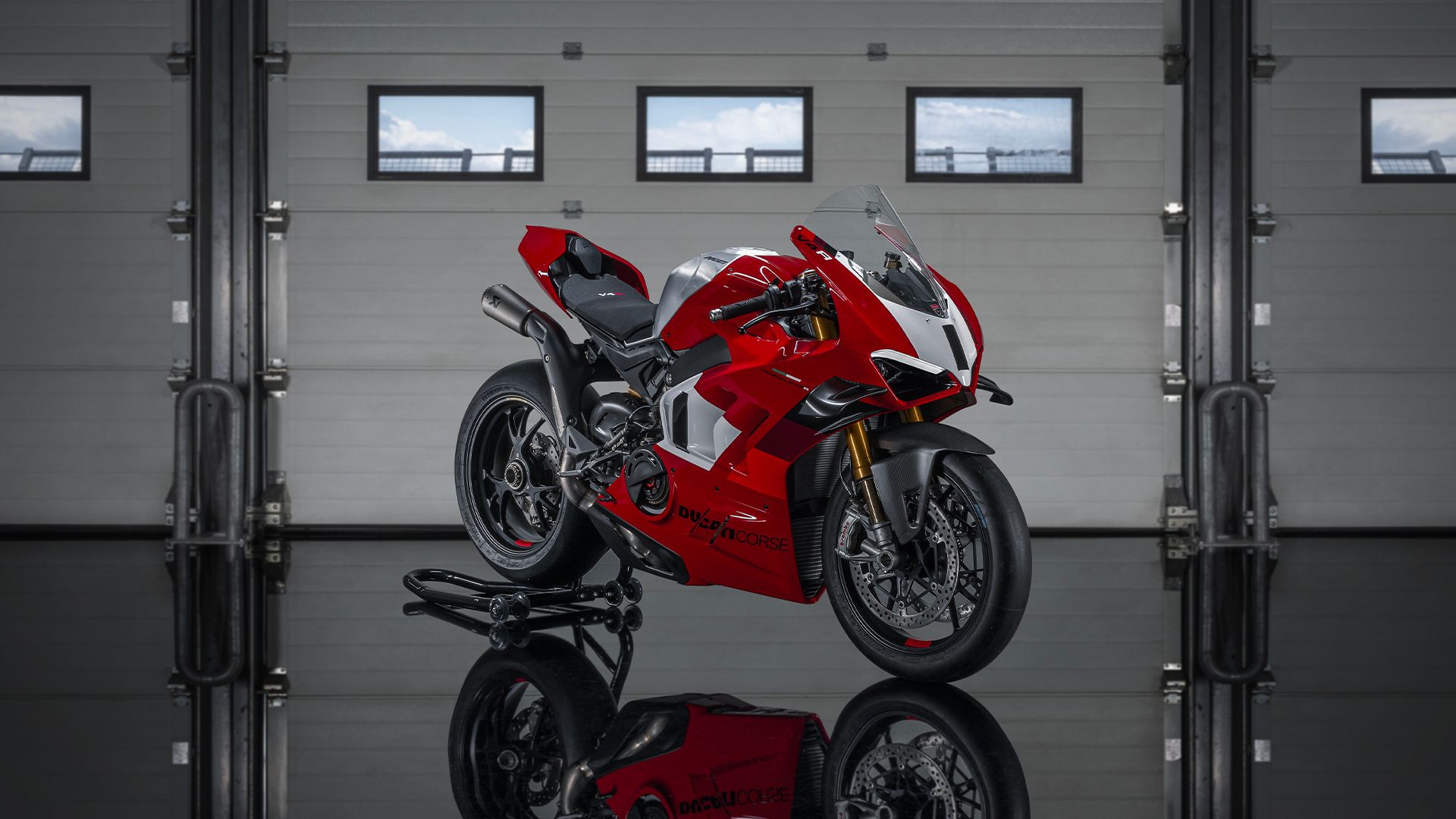 Red 2023 Panigale V4R parked