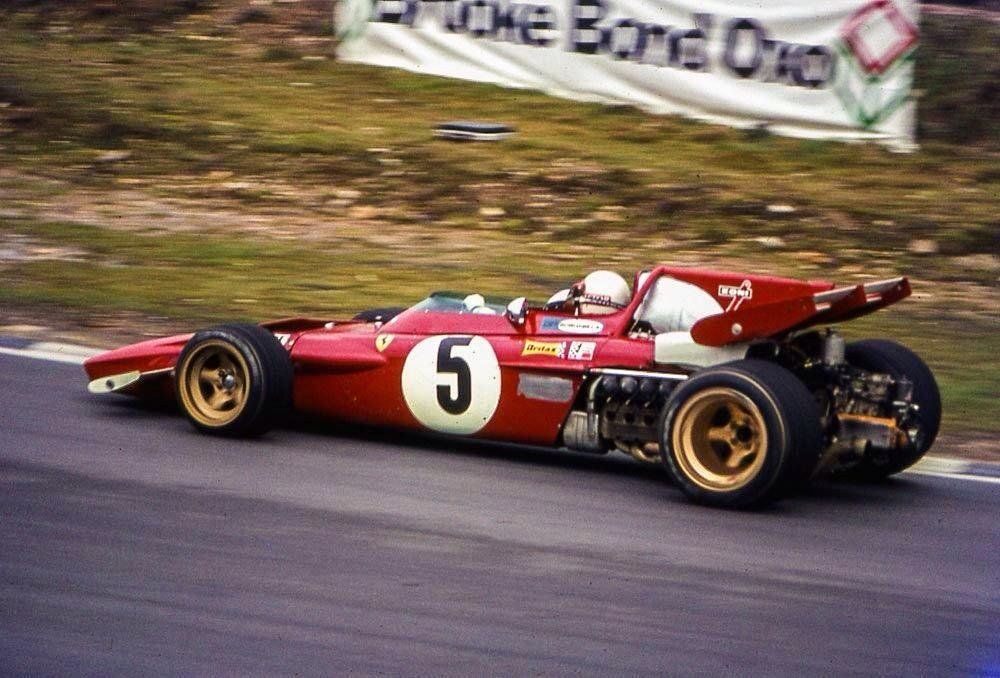 Red Ferrari 312B2 on the track
