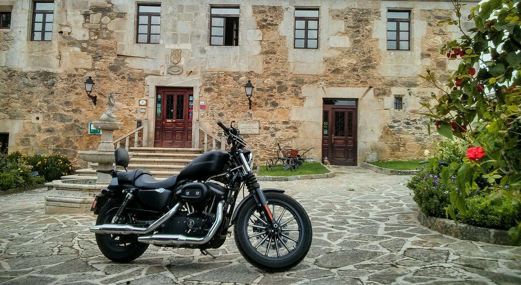 Black Harley-Davidson Sportster parked