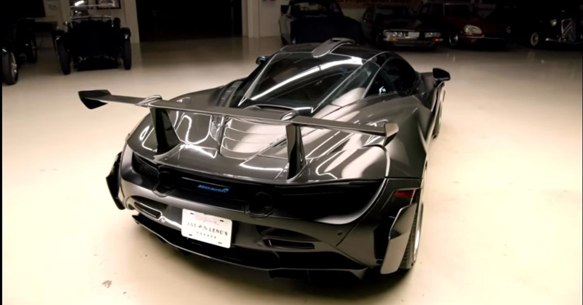 Jay Leno's Garage YouTube Channel 1016 Industries Modified McLaren 720S rear view in garage