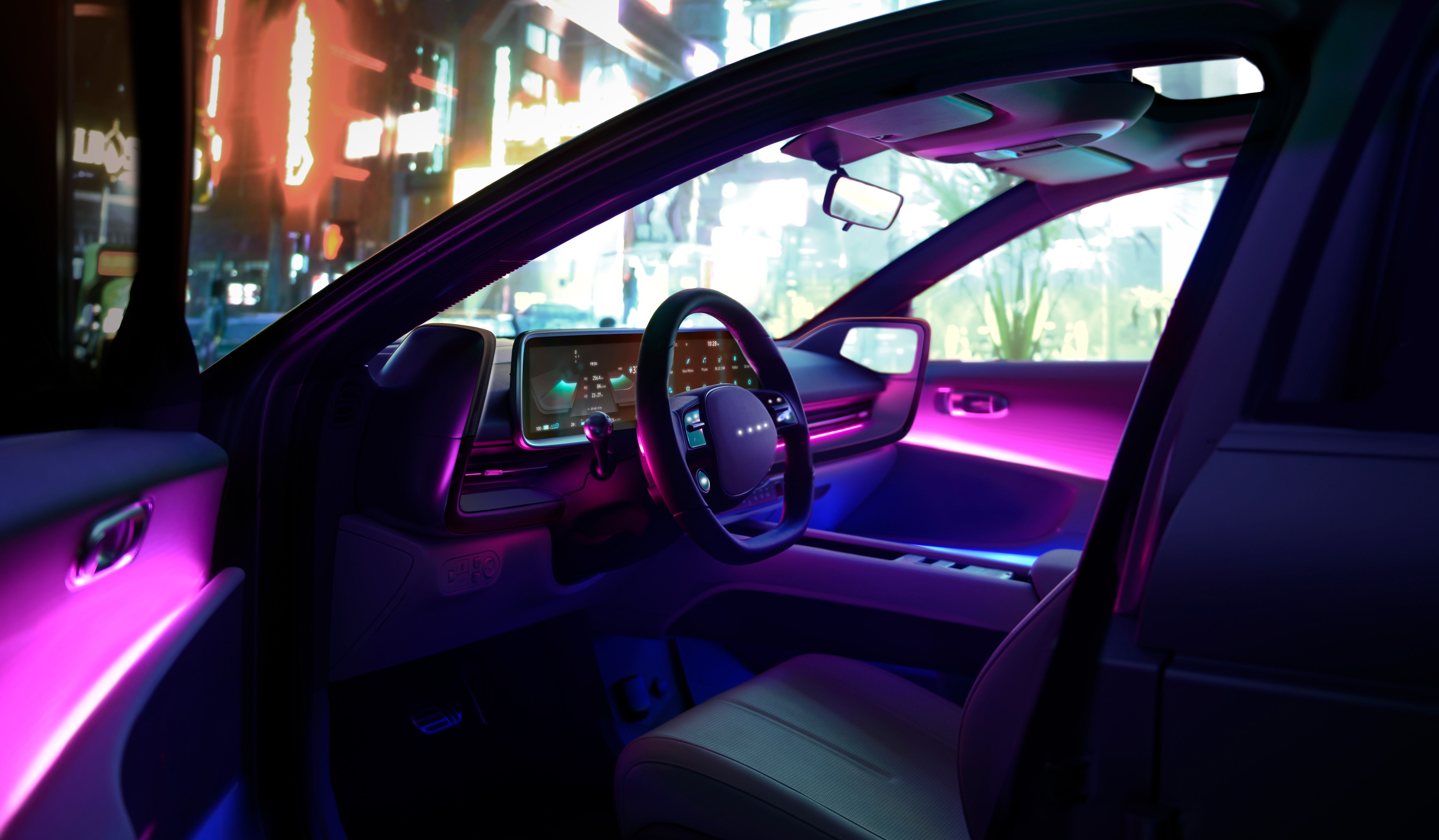 Hyundai Ioniq 6 EV Interior Shot Purple Lighting