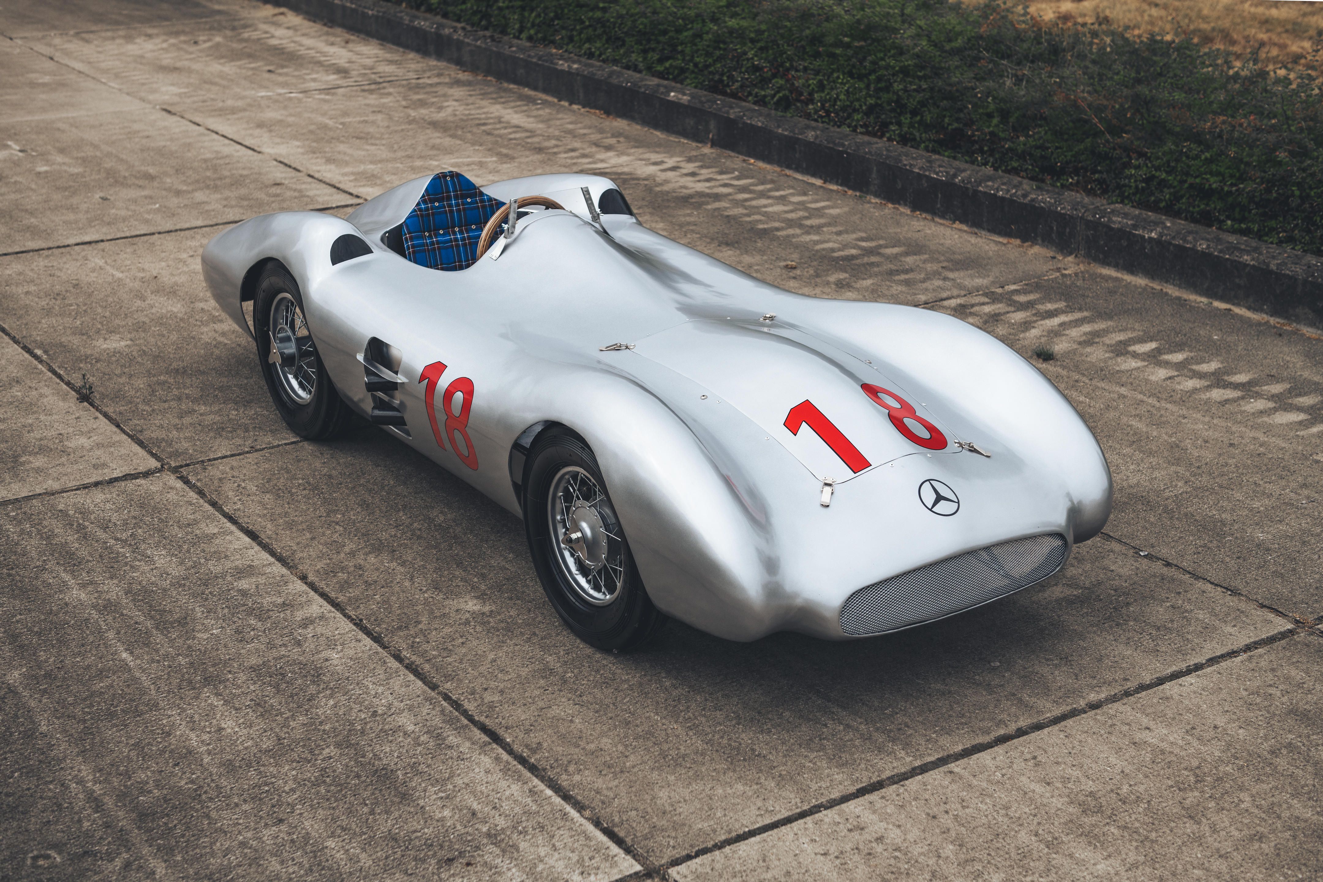 Silver Mercedes-Benz W 196 on the driveway