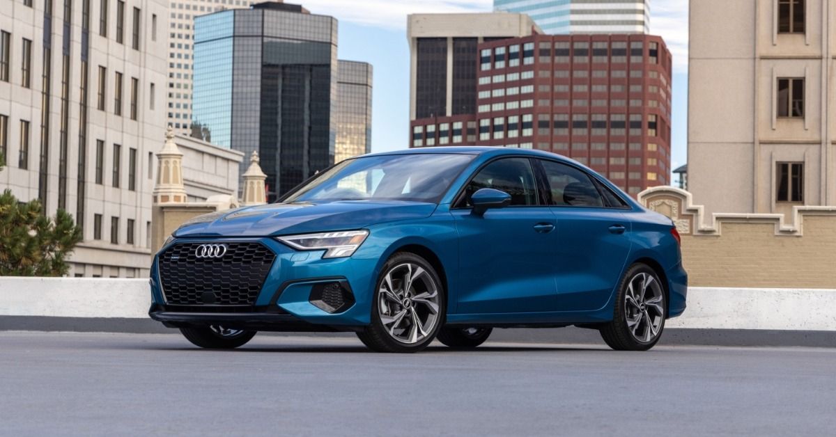 The 2022 Audi A3 in the city. 
