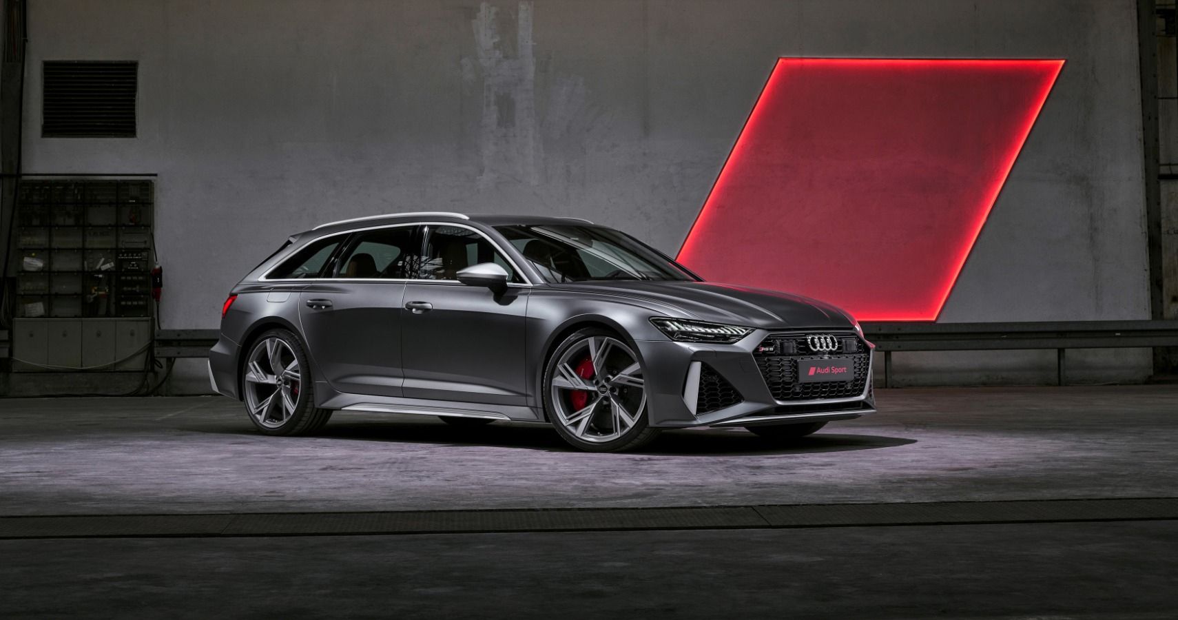 The 2023 Audi RS6 Avant in a garage. 