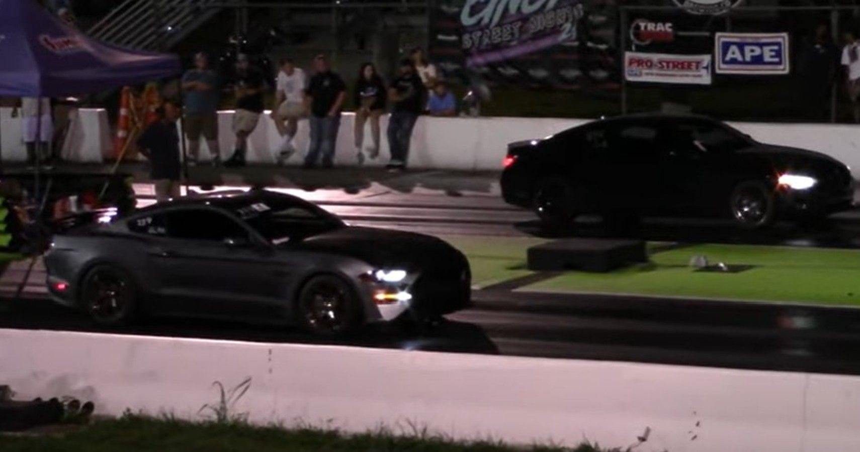 BMW 4-Series and Ford Mustang GT in a drag race