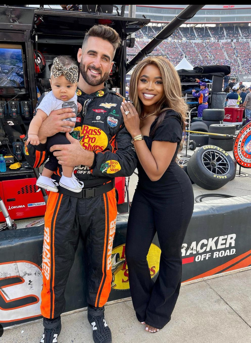 NASCAR's Paul Swan poses with his wife and daughter