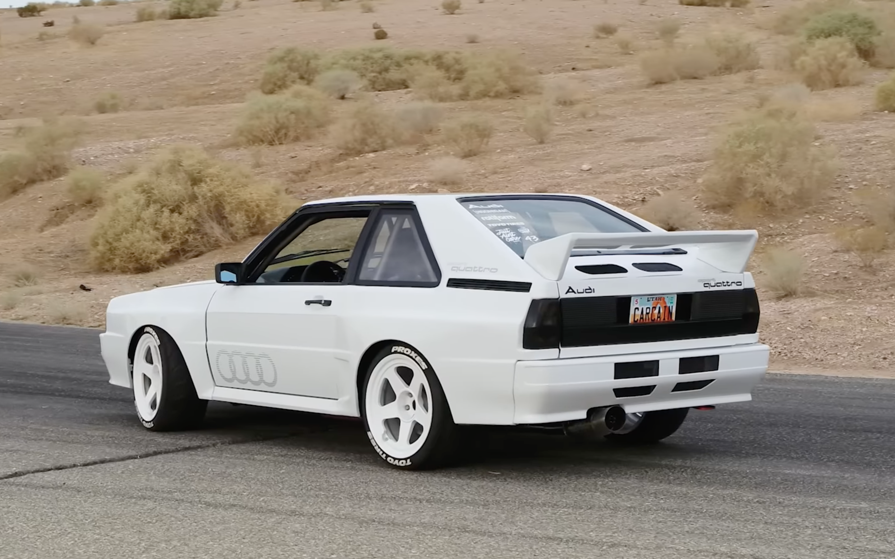 1984 White Ken Block Audi Sport Quattro Replica Rear Profile