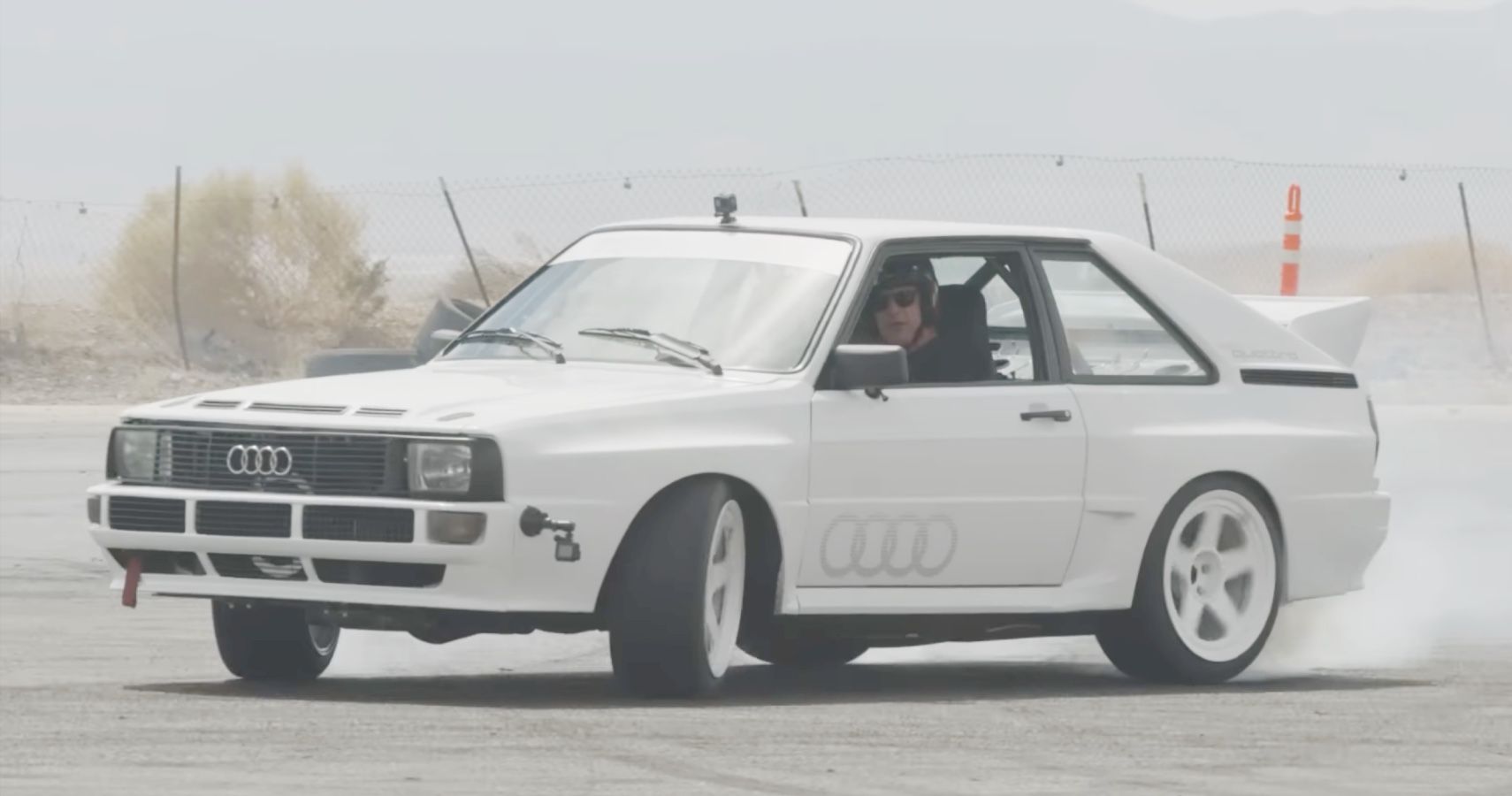 1984 White Ken Block Audi Sport Quattro Replica Going Sideways