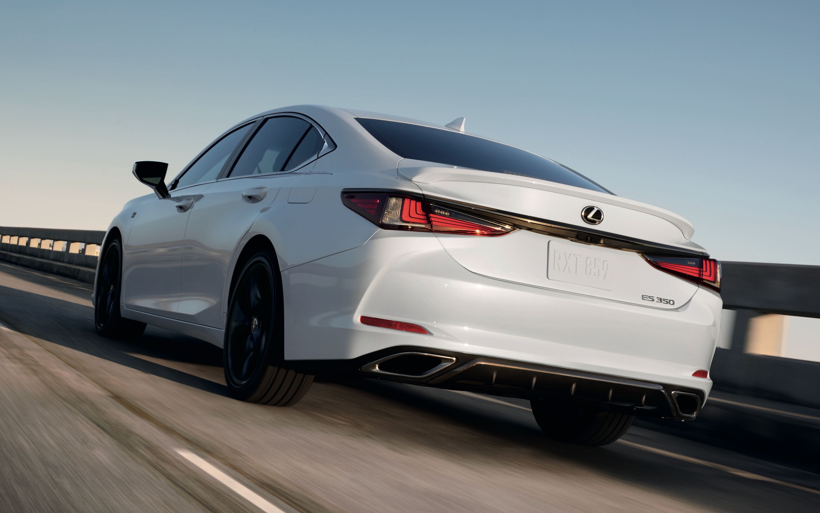 White Lexus ES on the road