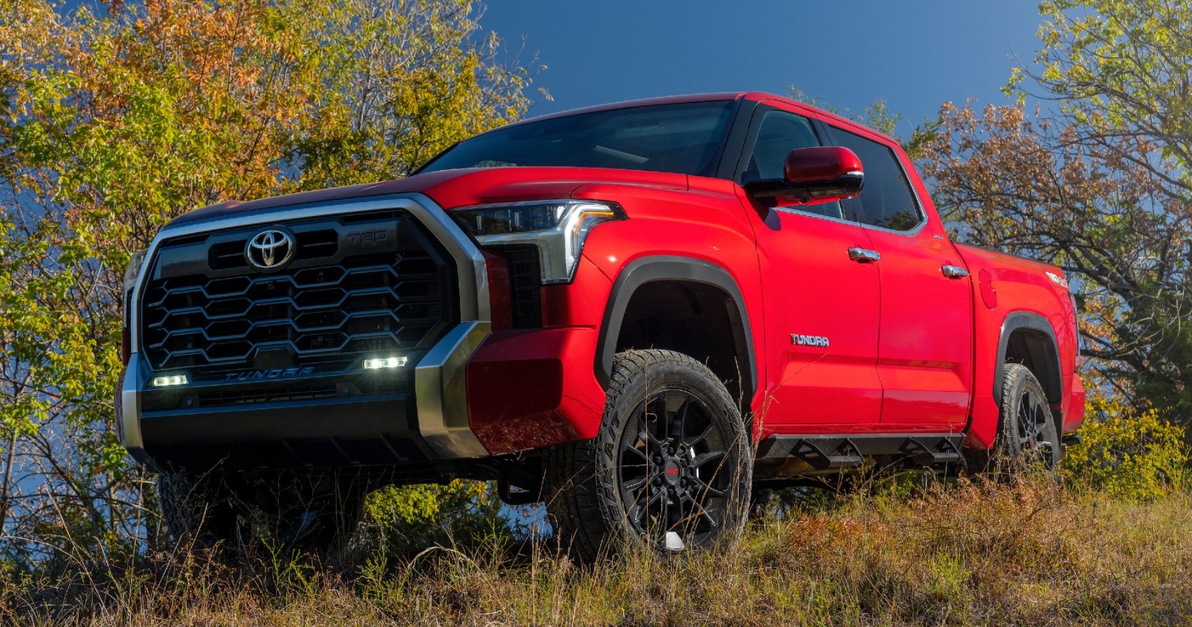Red Toyota Tundra Featuring TRD Lift Kit