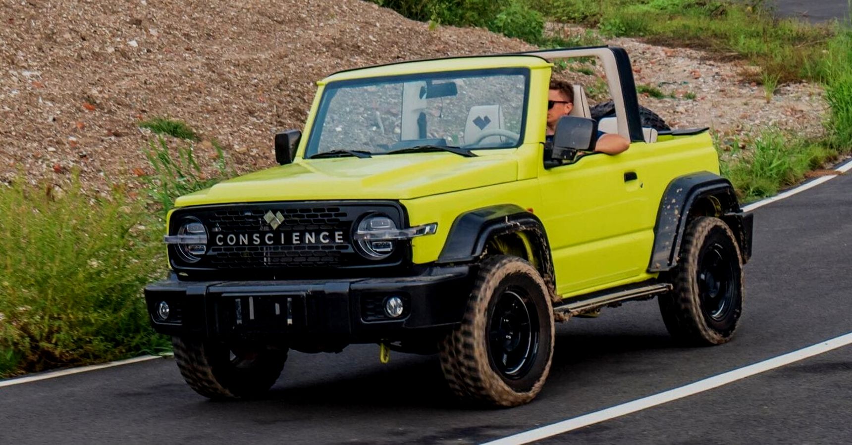 Yellow-Black Suzuki Jimny Convertible  Front View