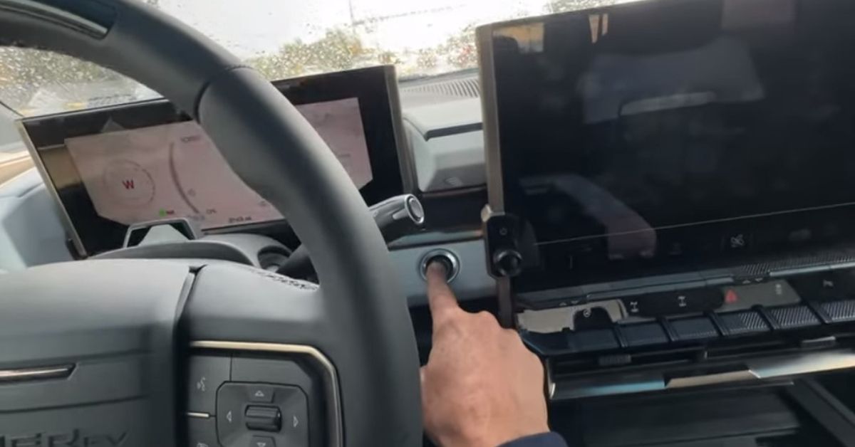 The Fast Lane Truck YouTube Channel Hummer Ev inside view stuck in traffic turning car on off 