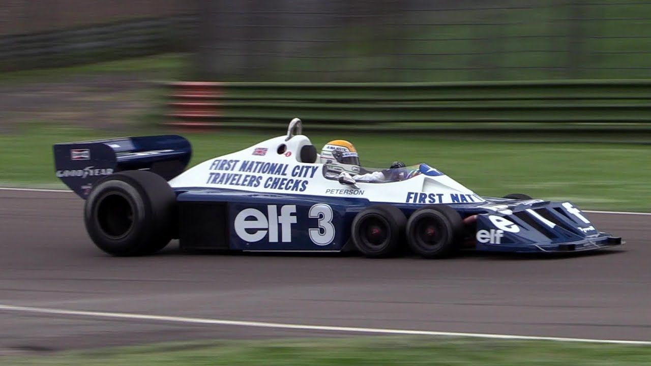 Blue Tyrrell P34 on the track
