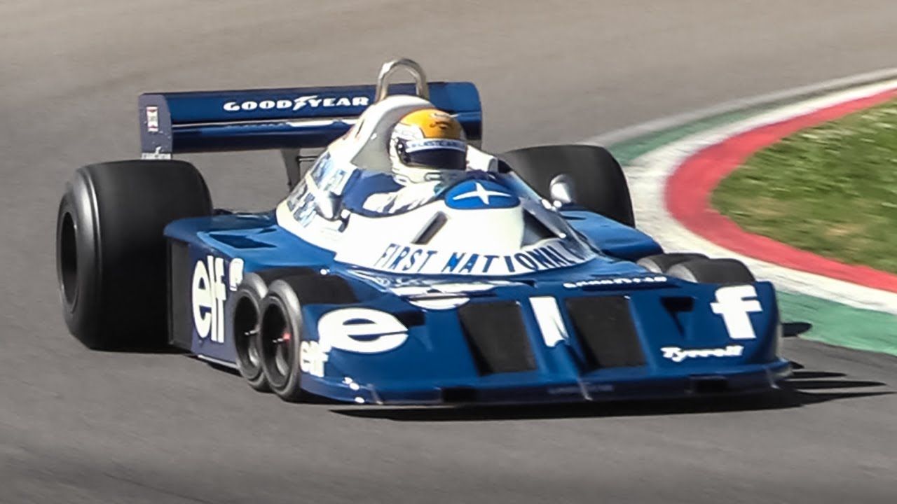 Blue Tyrrell P34 on the track