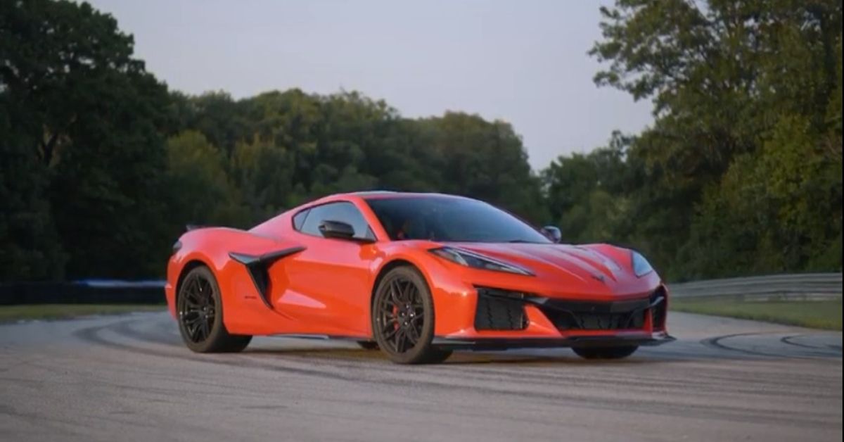 Savagegeese YouTube Channel C8 Corvette Z06 red front side view parked on track