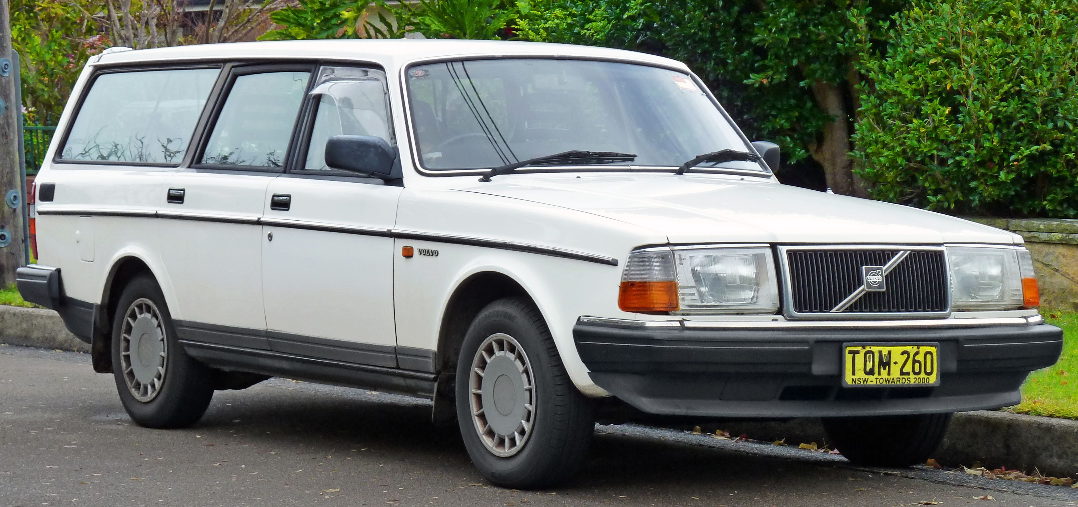 The 1988-1991 Volvo 240 GL Station Wagon on the street. 