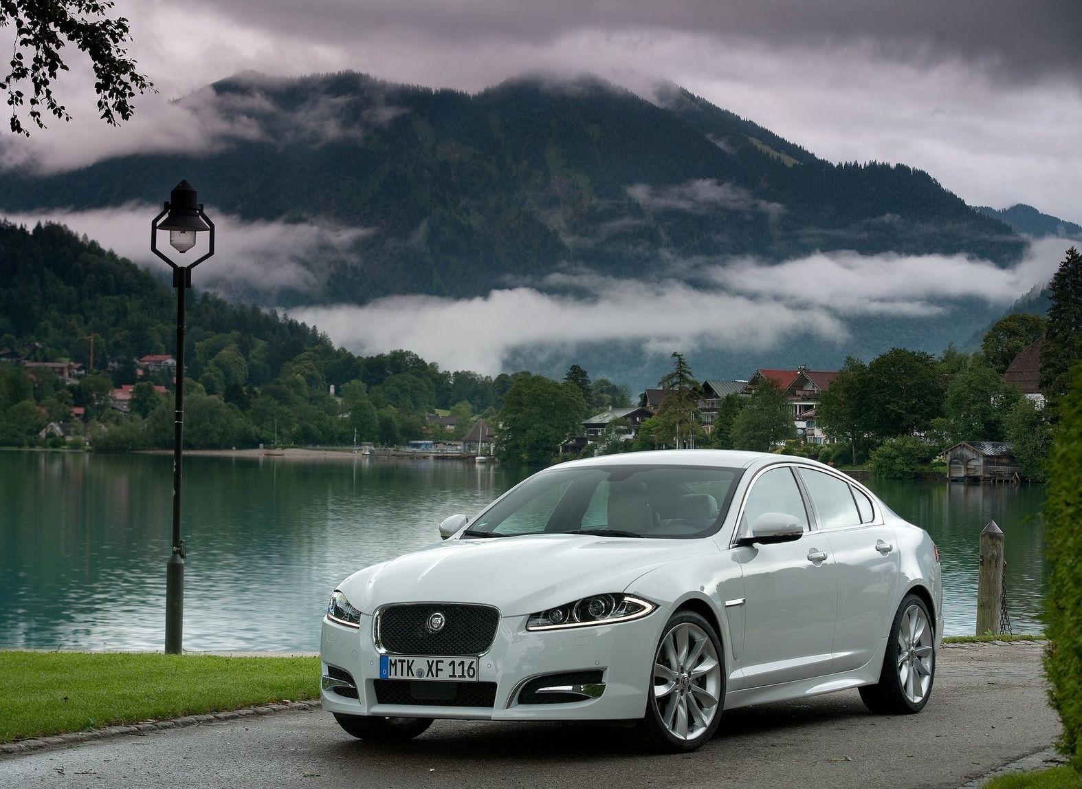 2012 Jaguar XF White Parked Cloudy Hills