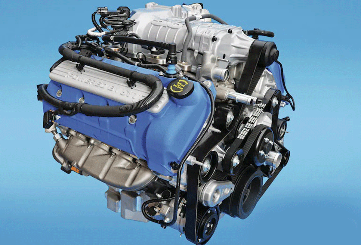 Um motor Ford Mustang 5,8 litros Supercharged “Trinity” V8 autônomo 2013-2014 