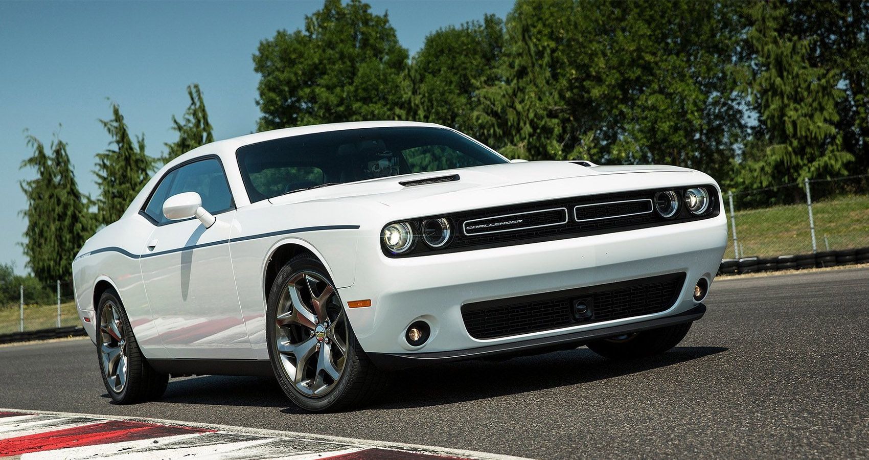 2015 Dodge Challenger front view in white