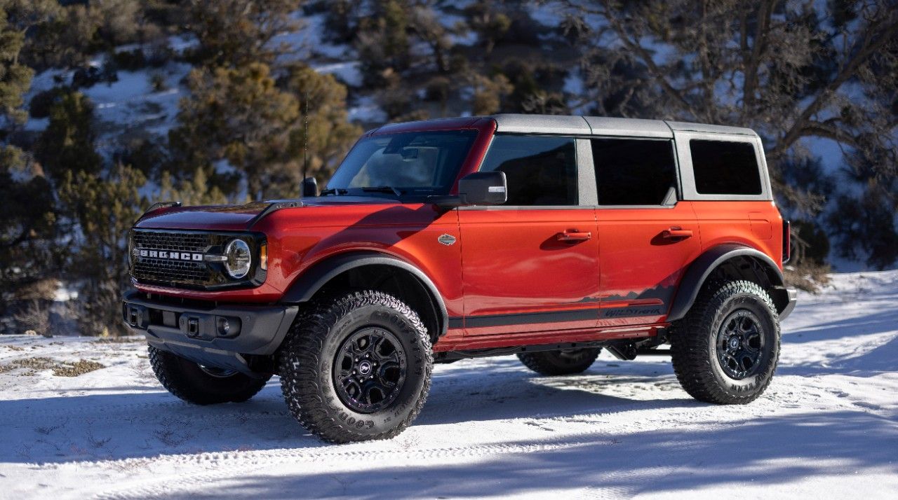 The 2022 Ford Bronco Sasquatch Package parked off-road.