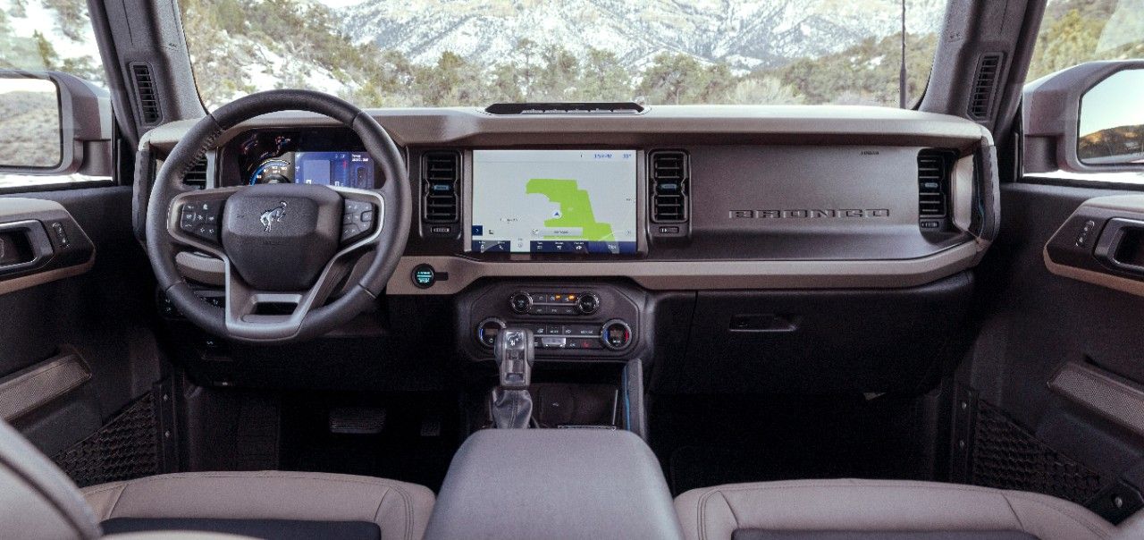 The interior of the Ford Bronco Sasquatch Package.