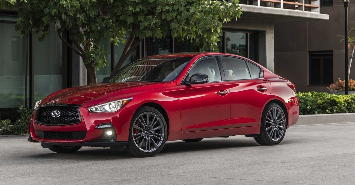 Red 2023 Infiniti Q50 on the road